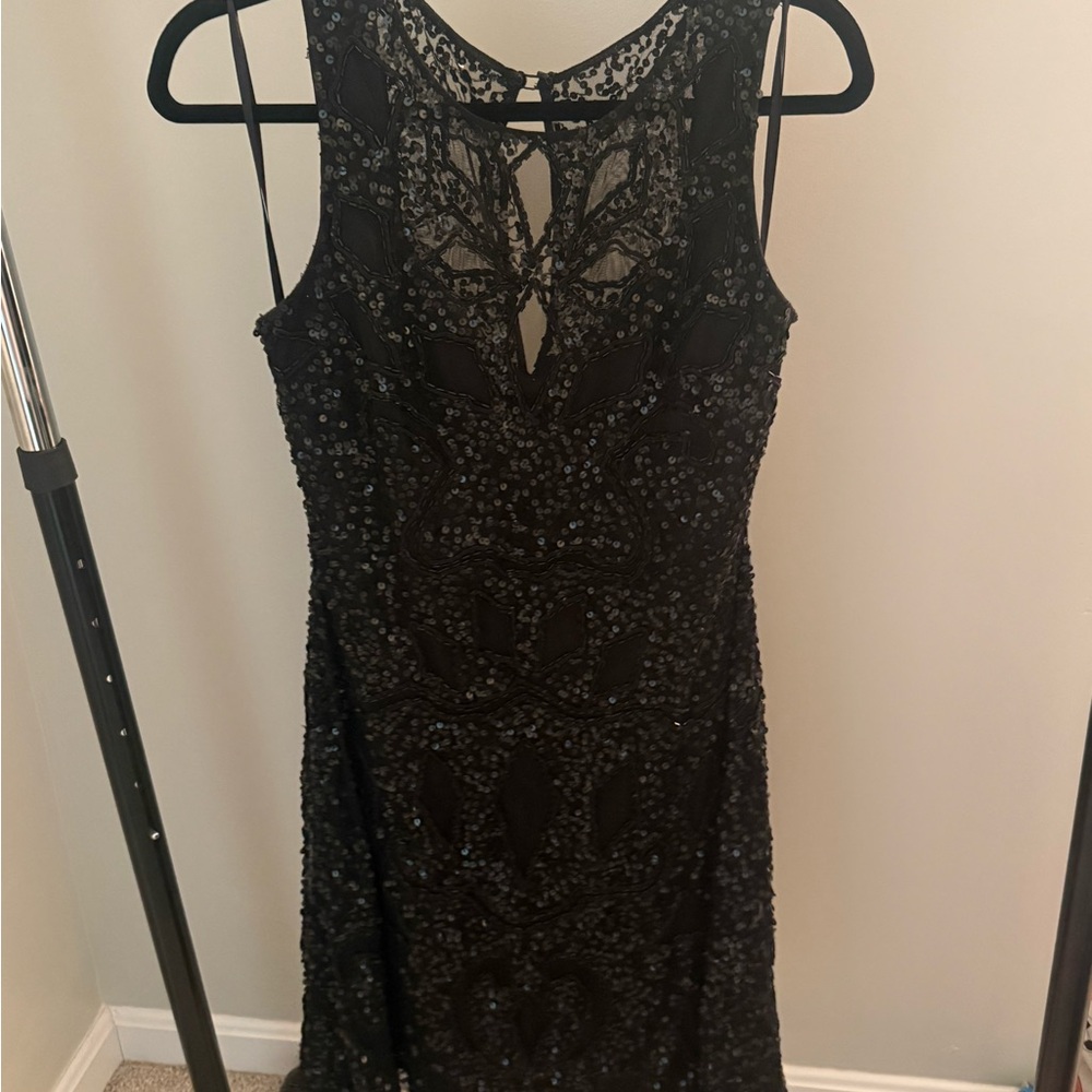 Aiden Mattox Sequin & Beaded Black Dress Size 8 party Sleeveless Dressy